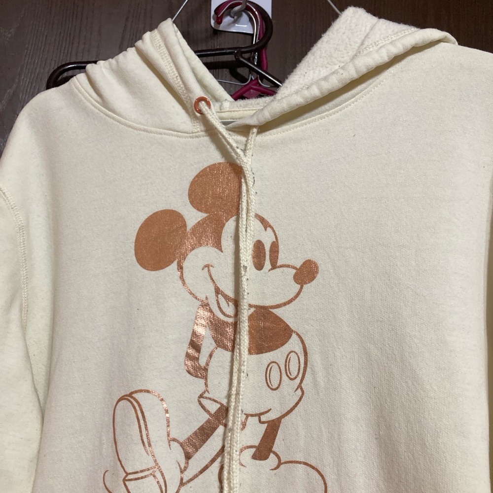 Disney Mickey Mouse Hoodie Sweatshirt youth  XL cream Rose Gold. - Picture 4 of 8